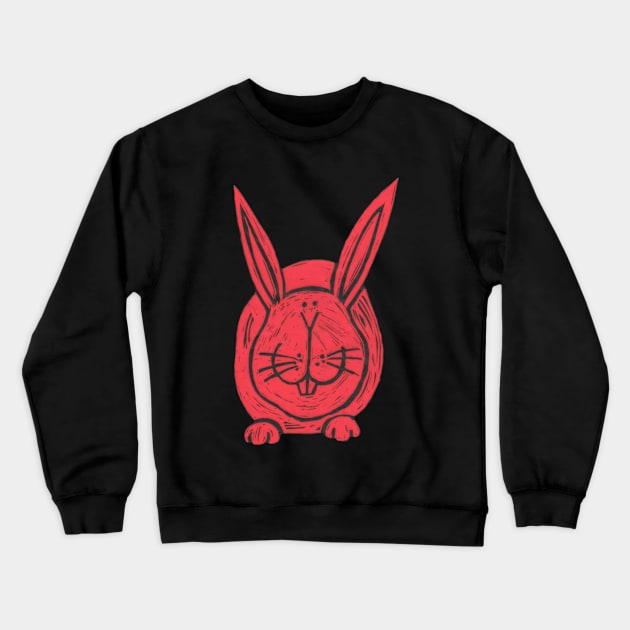 Rabbit, A Big, Fat Red rabbit! Crewneck Sweatshirt by krisevansart